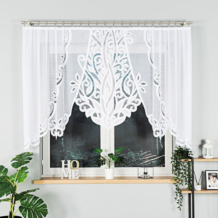 Firanka gotowa żakardowa z podcięciem POLA 275x130 cm biały