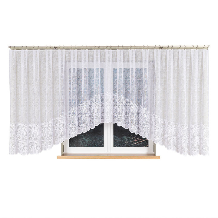 Firanka gotowa żakardowa z podcięciem KINGA 600x160 cm biały
