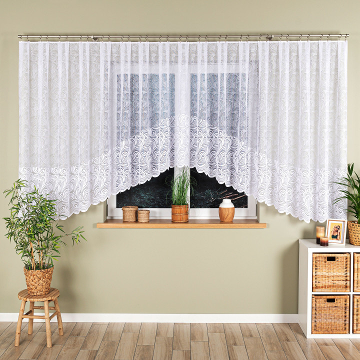 Firanka gotowa żakardowa z podcięciem KINGA 600x160 cm biały