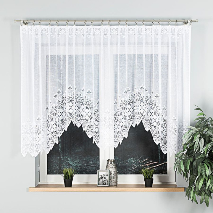 Firanka gotowa żakardowa z podcięciem NADIA 300x130 cm biały