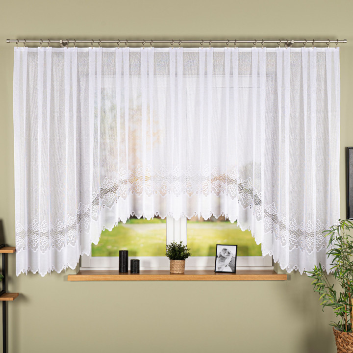 Firanka gotowa żakardowa z podcięciem MODESTA 500x160 cm biały