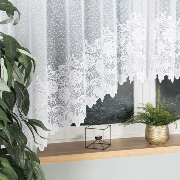Firanka gotowa żakardowa z podcięciem DEMETRIA 400x160 cm biały