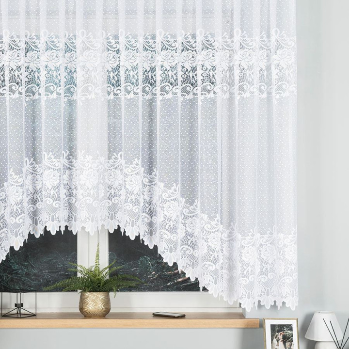 Firanka gotowa żakardowa z podcięciem DEMETRIA 400x160 cm biały