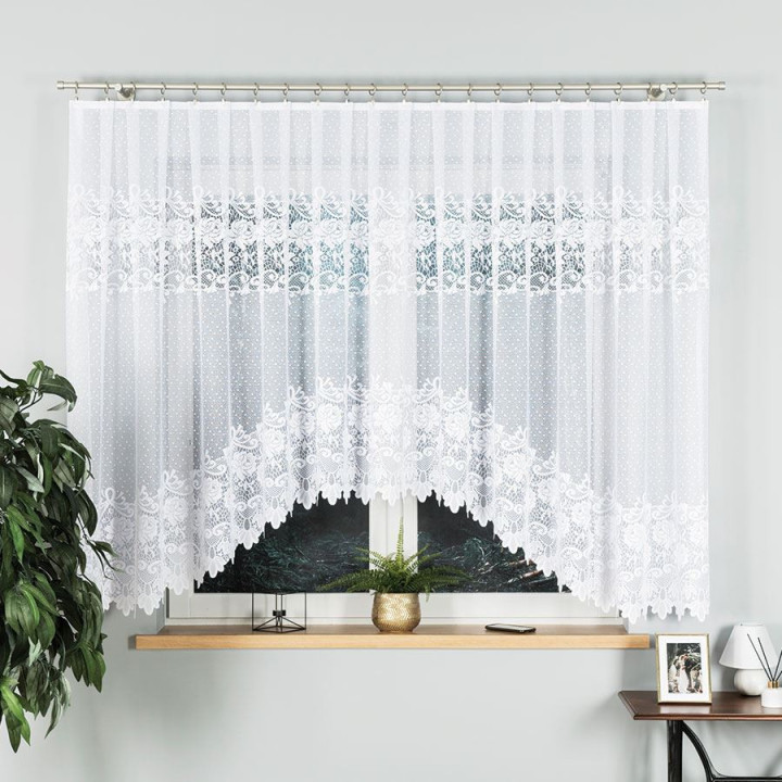 Firanka gotowa żakardowa z podcięciem DEMETRIA 400x160 cm biały