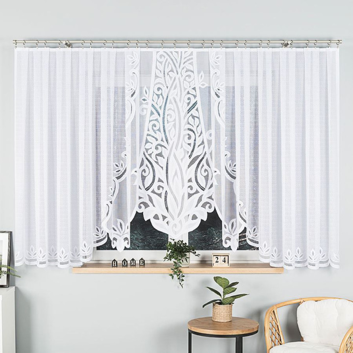 Firanka gotowa żakardowa z podcięciem POLA 500x160 cm biały