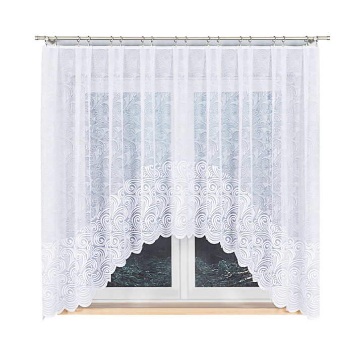 Firanka gotowa żakardowa z podcięciem KINGA 300x160 cm biały