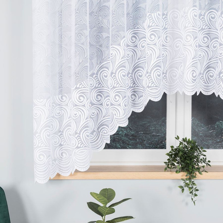 Firanka gotowa żakardowa z podcięciem KINGA 300x160 cm biały