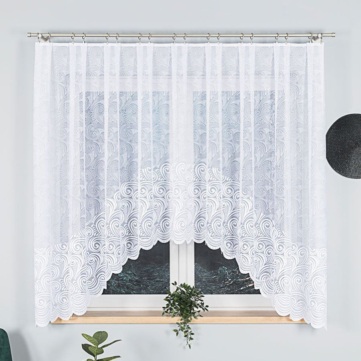 Firanka gotowa żakardowa z podcięciem KINGA 300x160 cm biały
