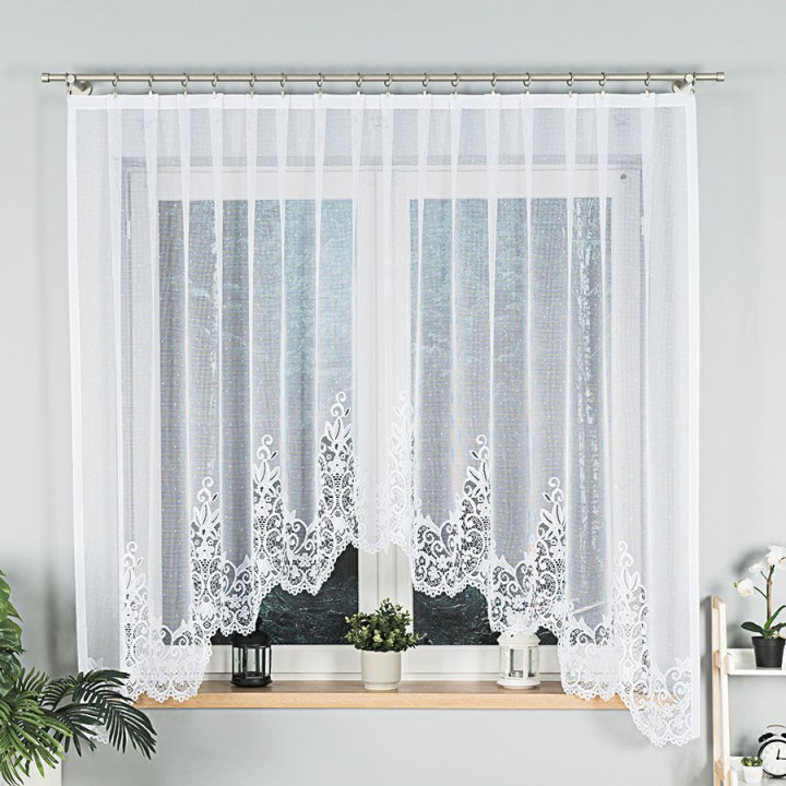Firanka gotowa żakardowa z podcięciem BERENIKA 300x170 cm biały
