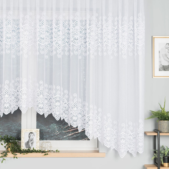 Firanka gotowa żakardowa z podcięciem CELINA 500x160 cm biały
