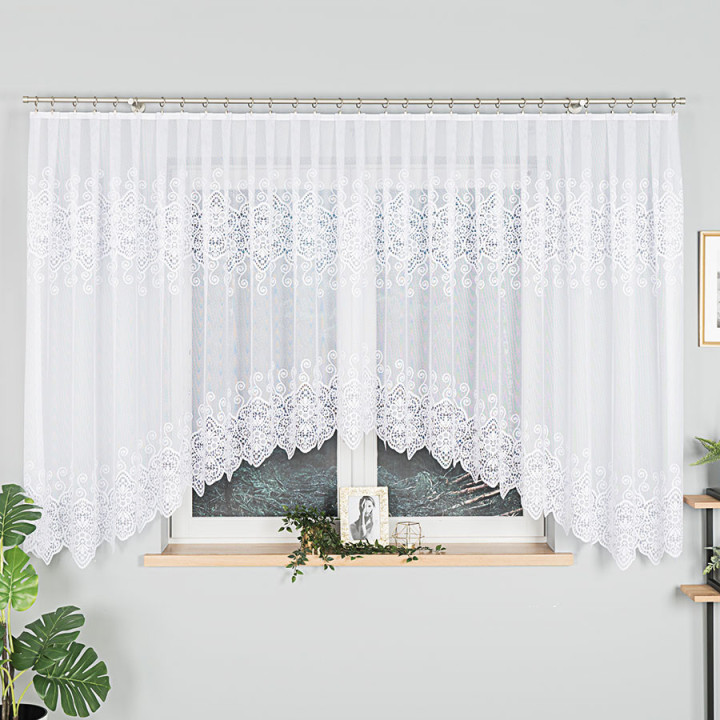 Firanka gotowa żakardowa z podcięciem CELINA 500x160 cm biały