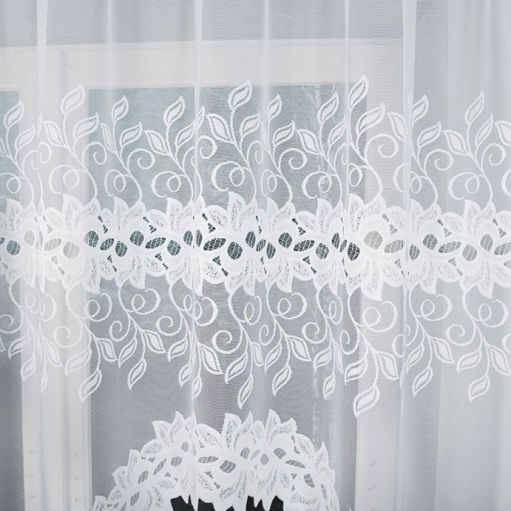 Firanka gotowa żakardowa z podcięciem BASTIA 250x120 cm biały