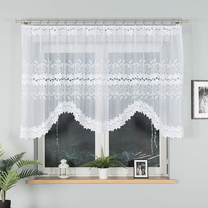 Firanka gotowa żakardowa z podcięciem BASTIA 250x120 cm biały