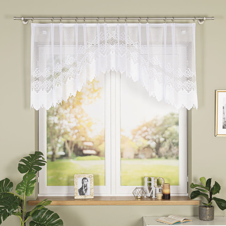 Firanka gotowa żakardowa z podcięciem MODESTA 250x80 cm biały