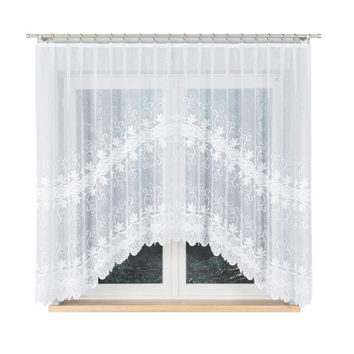 Firanka gotowa żakardowa z podcięciem JOWITA 300x160 cm biały
