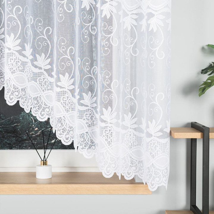 Firanka gotowa żakardowa z podcięciem JOWITA 300x160 cm biały