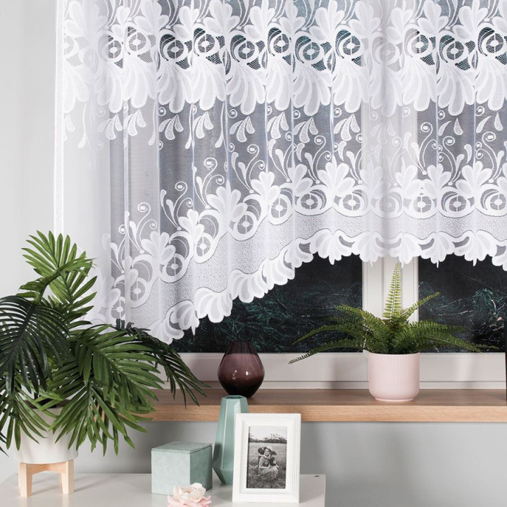 Firanka gotowa żakardowa z podcięciem KASJANA 320x160 cm biały