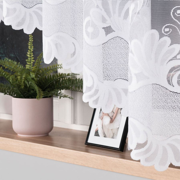 Firanka gotowa żakardowa z podcięciem KASJANA 320x160 cm biały