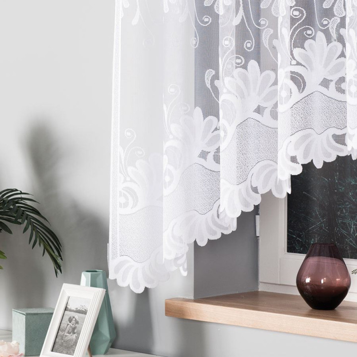 Firanka gotowa żakardowa z podcięciem KASJANA 320x160 cm biały