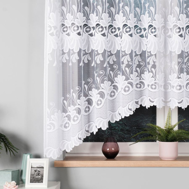 Firanka gotowa żakardowa z podcięciem KASJANA 320x160 cm biały