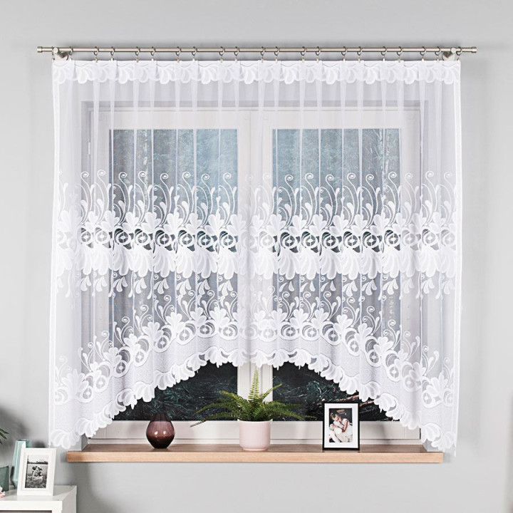 Firanka gotowa żakardowa z podcięciem KASJANA 320x160 cm biały