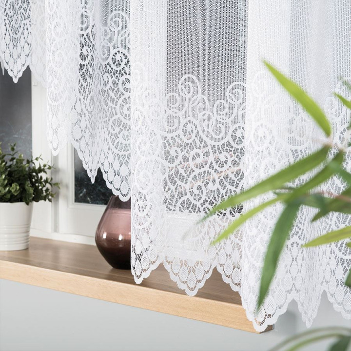 Firanka gotowa żakardowa z podcięciem VIOLETTA 420x160 cm biały
