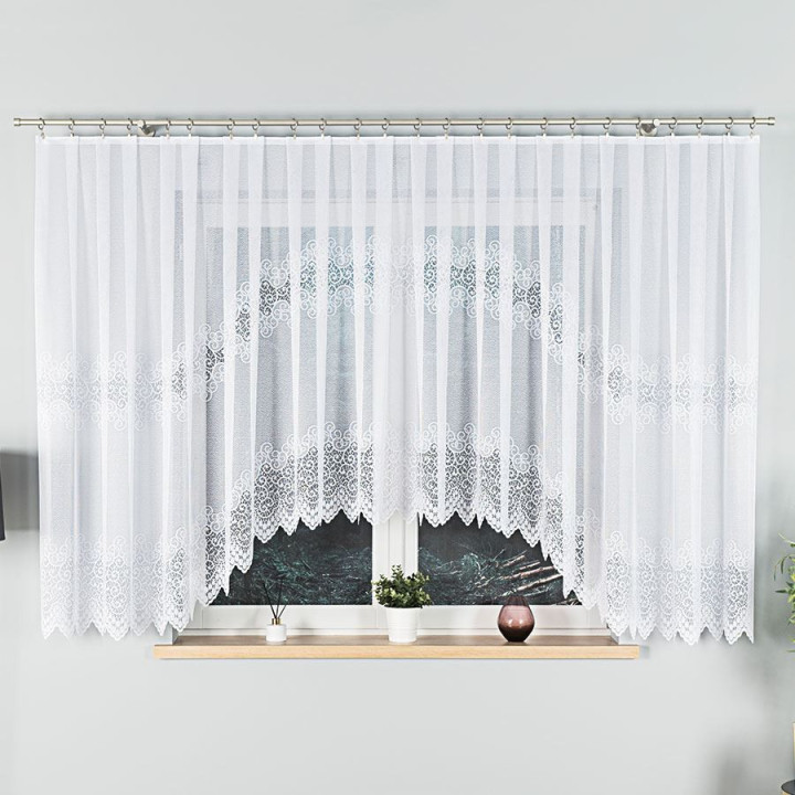 Firanka gotowa żakardowa z podcięciem VIOLETTA 420x160 cm biały