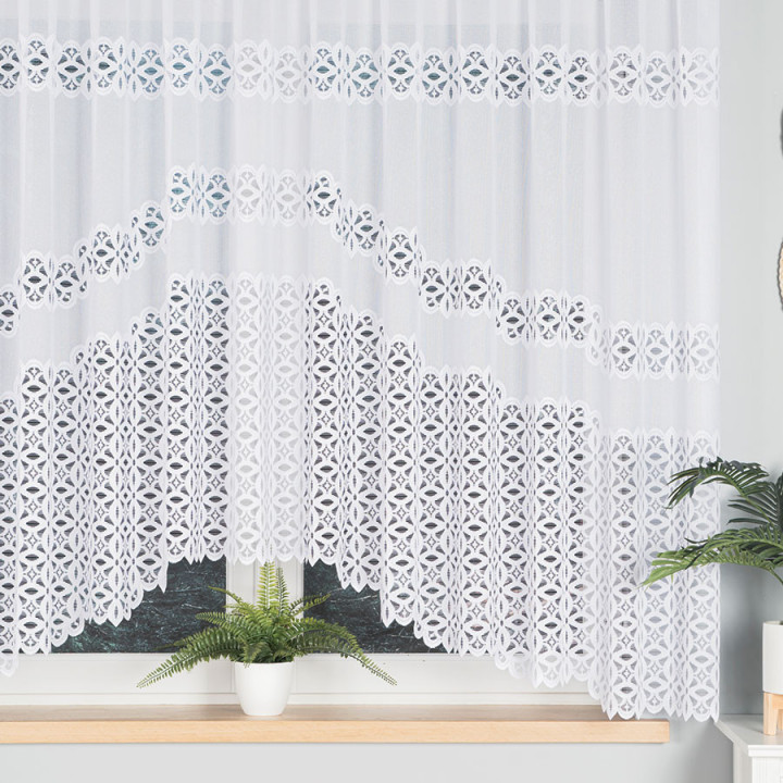 Firanka gotowa żakardowa z podcięciem ADRIANNA 300x160 cm biały