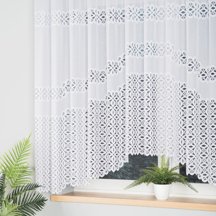 Firanka gotowa żakardowa z podcięciem ADRIANNA 300x160 cm biały