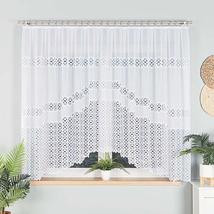 Firanka gotowa żakardowa z podcięciem ADRIANNA 300x160 cm biały