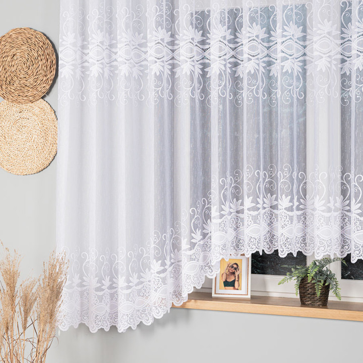 Firanka gotowa żakardowa z podcięciem JOWITA 520x180 cm biały