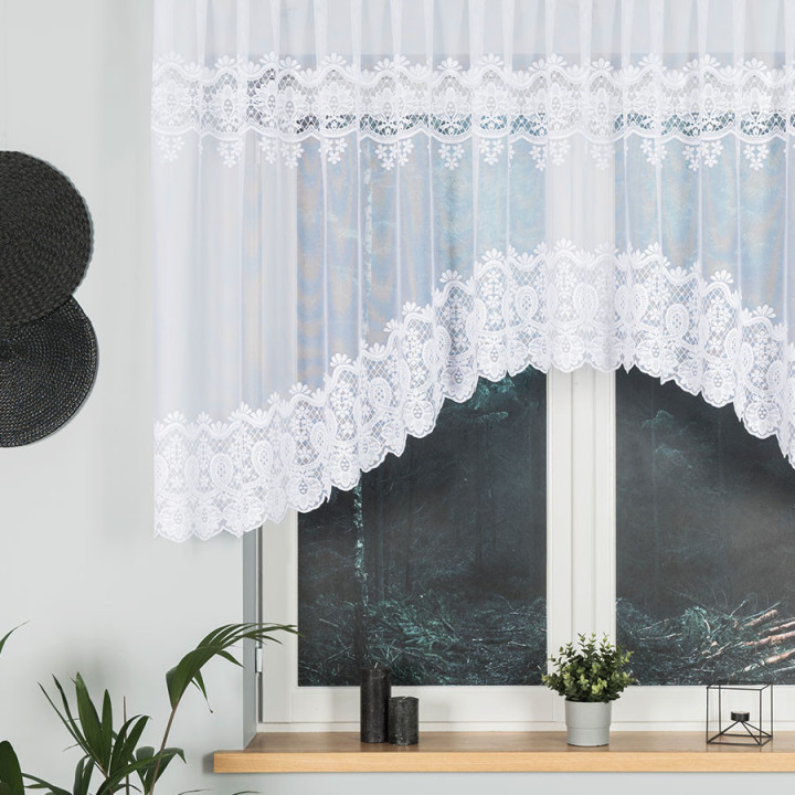 Firanka gotowa żakardowa z podcięciem DARIA 350x120 cm biały