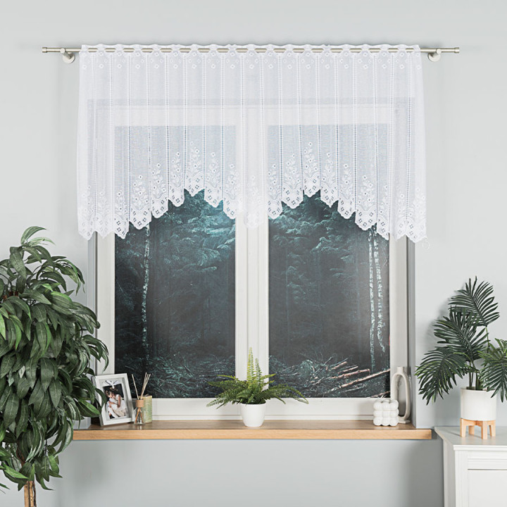 Firanka gotowa żakardowa z podcięciem KLEMENTYNA 200x80 cm biały
