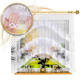 Firanka gotowa żakardowa z podcięciem 018074 300x160 cm biały