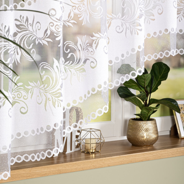 Firanka gotowa żakardowa z podcięciem 018074 300x160 cm biały