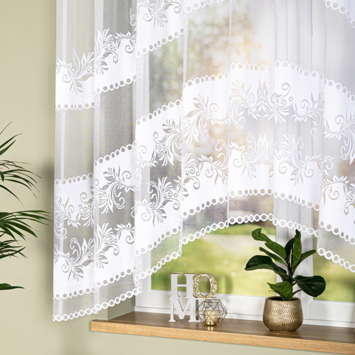 Firanka gotowa żakardowa z podcięciem 018074 300x160 cm biały
