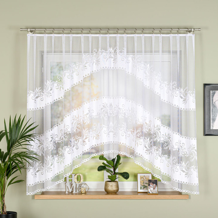 Firanka gotowa żakardowa z podcięciem 018074 300x160 cm biały