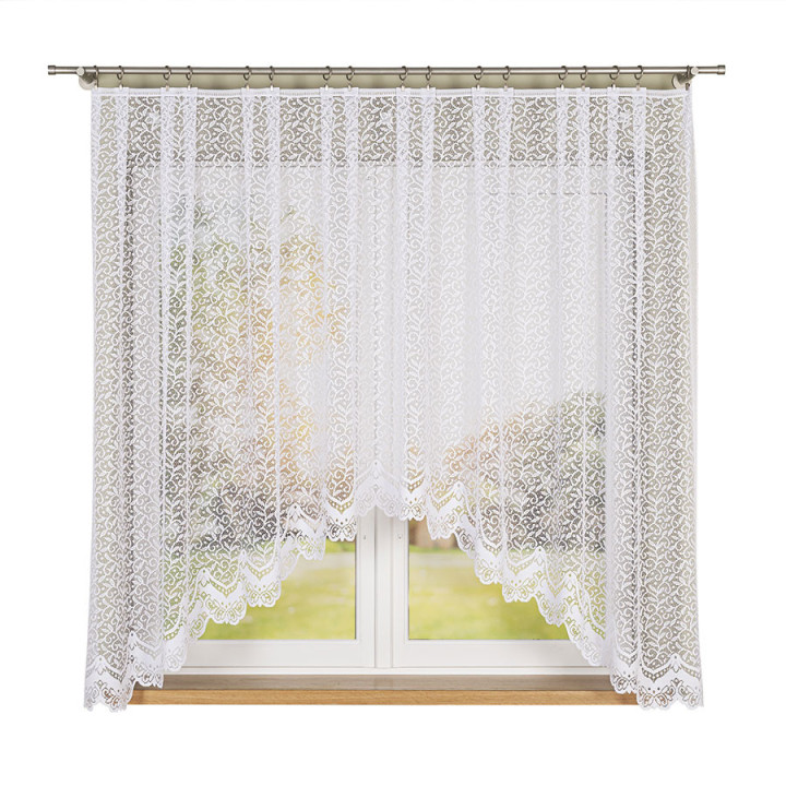 Firanka gotowa żakardowa z podcięciem BOGUMIŁA 300x160 cm biały