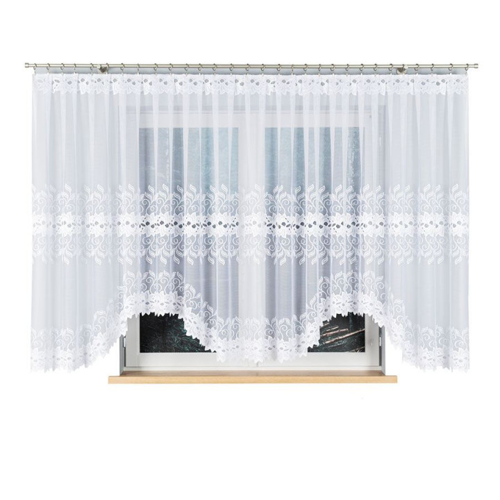 Firanka gotowa żakardowa z podcięciem BASTIA 600x160 cm biały