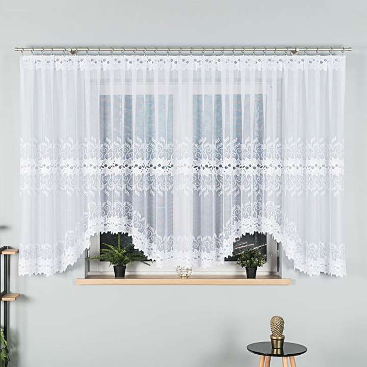 Firanka gotowa żakardowa z podcięciem BASTIA 600x160 cm biały