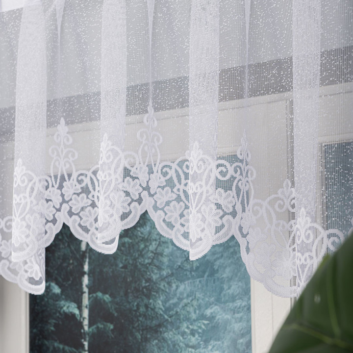 Firanka gotowa żakardowa z podcięciem z dzianiny żakardowej ŻANETA 300x80 cm biały