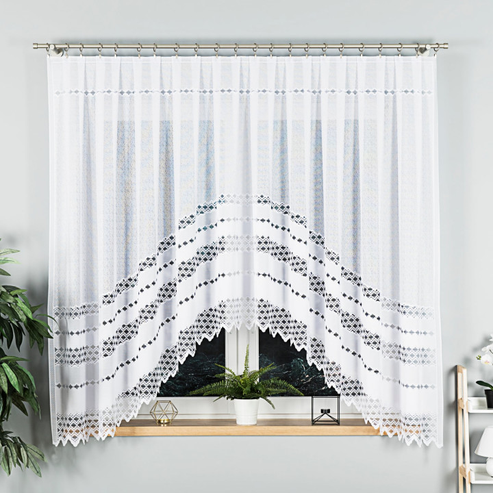 Firanka gotowa żakardowa z podcięciem FILOMENA 340x170 cm biały