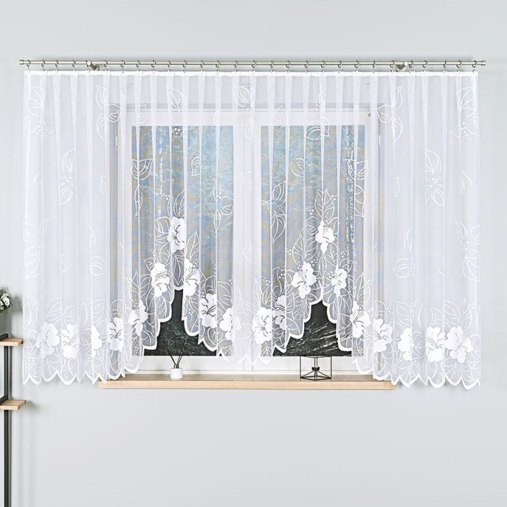 Firanka gotowa żakardowa z podcięciem GRACJANA 480x160 cm biały