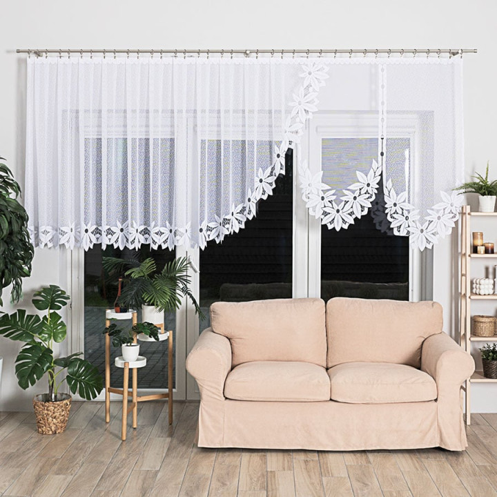 Firanka gotowa żakardowa z podcięciem JADWIGA 500x140 cm biały
