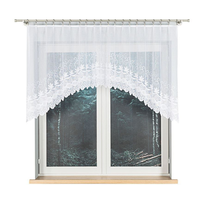 Firanka gotowa żakardowa z podcięciem JOWITA 250x100 cm biały