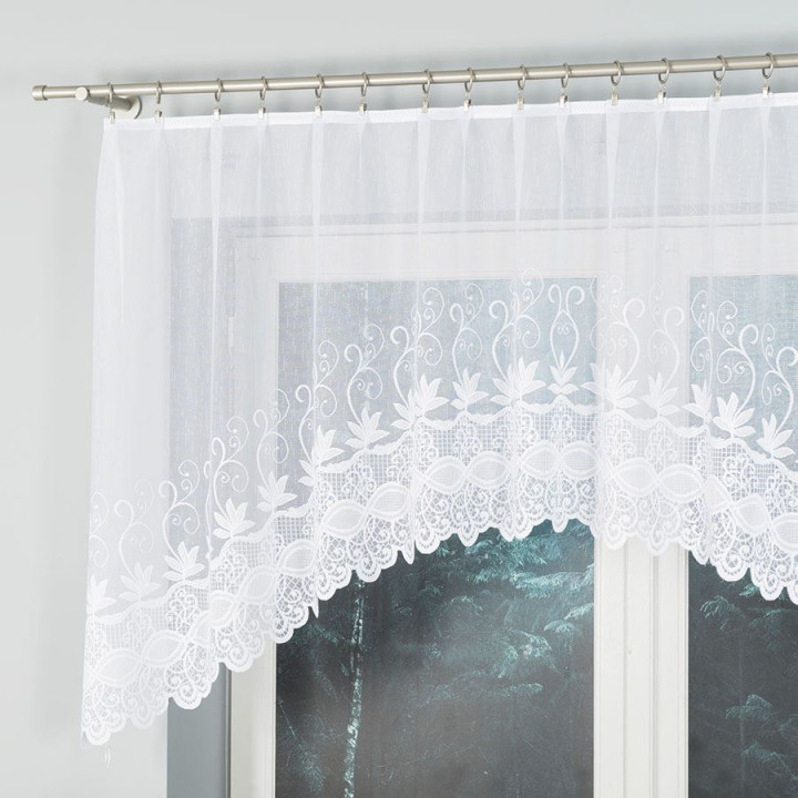 Firanka gotowa żakardowa z podcięciem JOWITA 250x100 cm biały