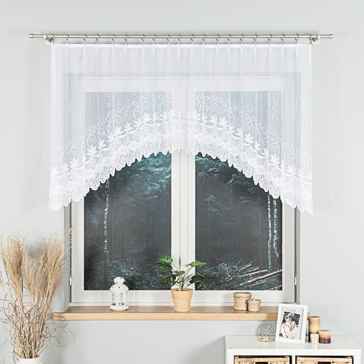 Firanka gotowa żakardowa z podcięciem JOWITA 250x100 cm biały