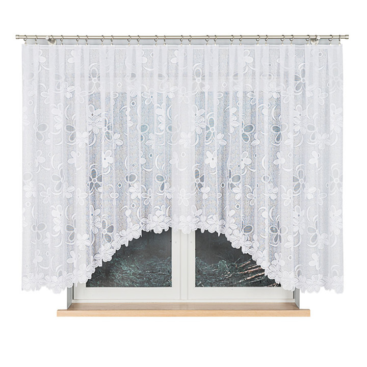Firanka gotowa żakardowa z podcięciem RENATA 400x150 cm biały