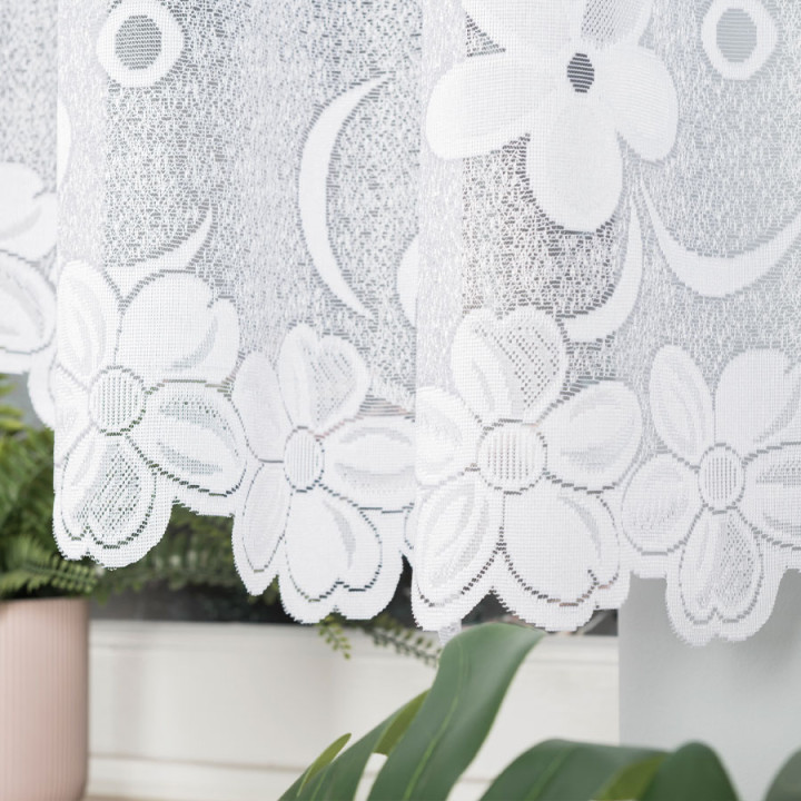 Firanka gotowa żakardowa z podcięciem RENATA 400x150 cm biały
