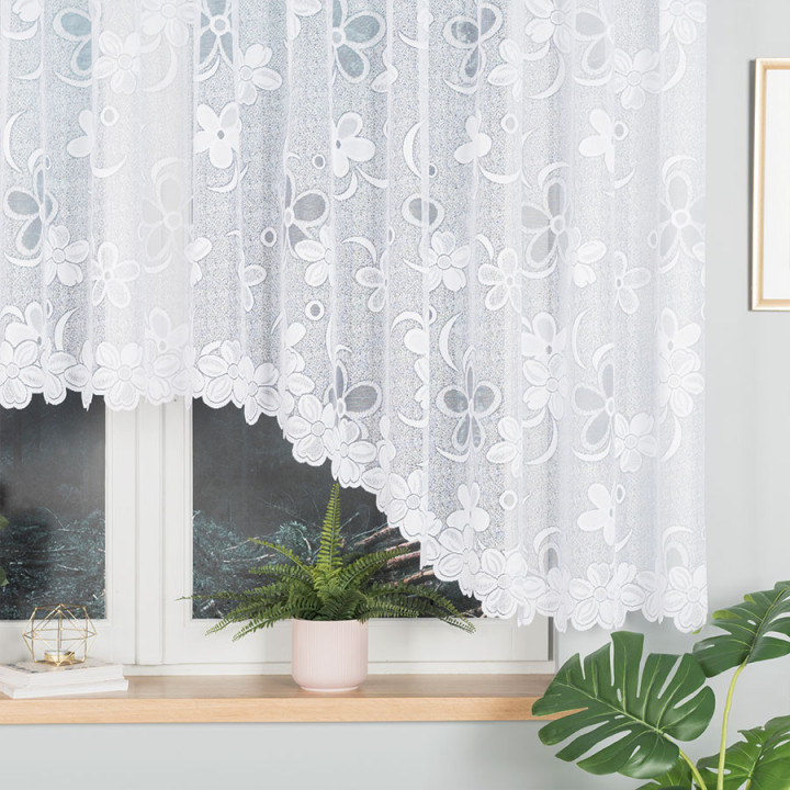 Firanka gotowa żakardowa z podcięciem RENATA 400x150 cm biały